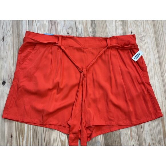 Nwt Old Navy Shorts Womens XXL Orange High Rise Flamingo Tulip Pockets - Picture 1 of 4